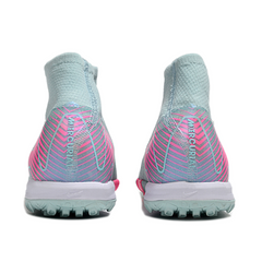 Chuteira Society TF Nike Zoom Mercurial Superfly 10 Elite Infantil Azul-Clara e Rosa
