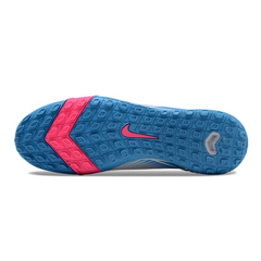 Chuteira Society TF Nike Zoom Mercurial Superfly 10 Elite Infantil Branca Rosa e Azul