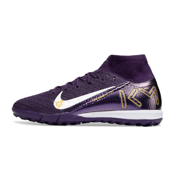 Chuteira Society TF Nike Zoom Mercurial Superfly 10 Elite Mbappe Roxa Infantil