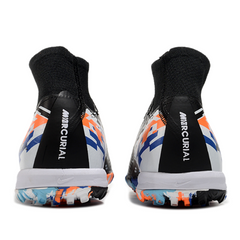 Chuteira Society TF Nike Zoom Mercurial Superfly 10 Elite Preta, Branca e Azul Infantil