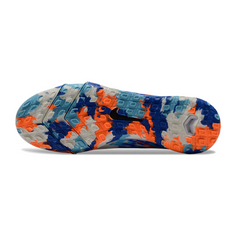 Chuteira Society TF Nike Zoom Mercurial Vapor 16 Elite Infantil Branca, Azul e Laranja