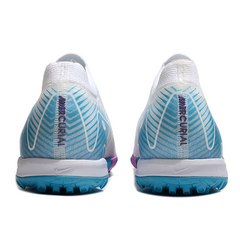 Chuteira Society TF Nike Zoom Mercurial Vapor 16 Elite Branca e Azul-Clara Infantil