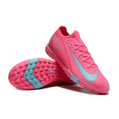 Chuteira Society TF Nike Zoom Mercurial Vapor 16 Elite Rosa e Azul Infantil