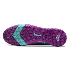Chuteira Society TF Nike Zoom Mercurial Vapor 16 Elite Infantil Roxa e Azul-Clara