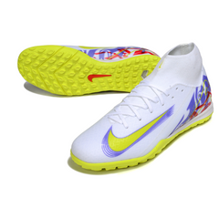 Chuteira Society TF Nike Zoom Mercurial Superfly 10 Academy Branca e Roxa