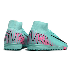 Chuteira Society TF Nike Zoom Mercurial Superfly 10 Elite Azul-Clara e Rosa