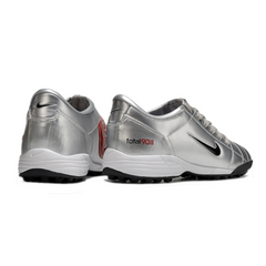 Chuteira Society TF Nike Total 90 III Prateada, Preta e Vermelha