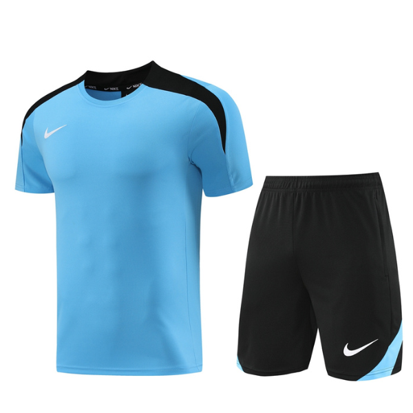 Conjunto Adidas Camiseta + Short Azul Claro e Preto - VENI Futebol