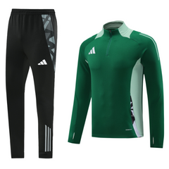 Conjunto de Frio Adidas Verde e Preto com Blusa de 1/4 de Zíper e Calça
