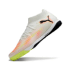 Chuteira Society TF Puma Future 8 Branca e Laranja