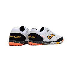 Chuteira Society TF Joma Top Flex Branca Preta e Laranja