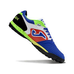 Chuteira Society TF Joma Top Flex Branca, Vermelha, Verde e Rosa