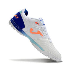 Chuteira Society TF Joma Top Flex Branca e Azul