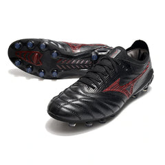 Chuteira Campo FG Mizuno Morelia Neo III Elite Preta e Vermelha