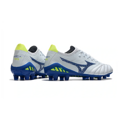 Chuteira Campo FG Mizuno Morelia Neo III Elite Branca, Azul e Verde