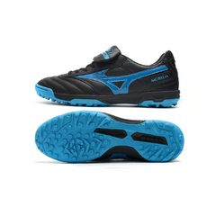 Chuteira Society TF Mizuno Morelia Sala Classic Preta e Azul