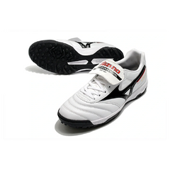 Chuteira Society TF Mizuno Morelia Sala Classic Branca, Preta e Vermelha