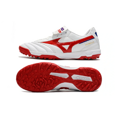 Chuteira Society TF Mizuno Morelia Sala Classic Branca, Vermelha e Preta