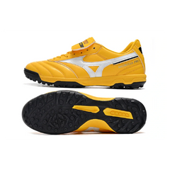 Chuteira Society TF Mizuno Morelia Sala Classic Amarela Branca e Preta