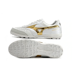 Chuteira Society TF Mizuno Morelia Sala Branca e Dourada