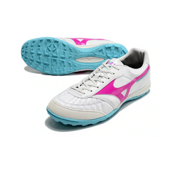 Chuteira Society TF Mizuno Morelia Sala Branca, Rosa e Azul