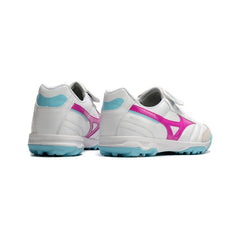 Chuteira Society TF Mizuno Morelia Branca, Rosa e Azul