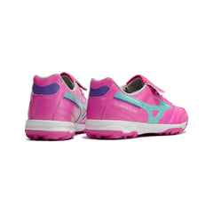 Chuteira Society TF Mizuno Morelia Rosa e Azul-Clara