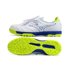 Chuteira Society TF Mizuno Neo Sala Branca Amarela e Azul