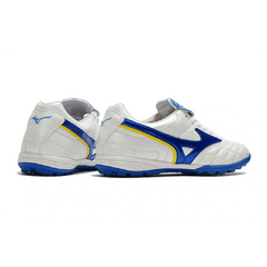 Chuteira Society TF Mizuno Wave Cup Branca e Azul