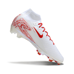 Chuteira Campo FG Nike Mercurial Superfly 10 Elite Branca e Vermelha Floral Infantil