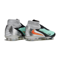 Chuteira Campo FG Nike Phantom 6 DF Elite Prateada, Preta e Verde Infantil