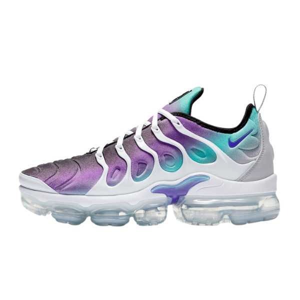 Tênis Casual Nike Air VaporMax Plus Branco, Roxo e Azul