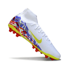 Chuteira Campo Sintético AG Nike Air Zoom Mercurial Superfly 10 Academy Branca, Roxa e Vermelha
