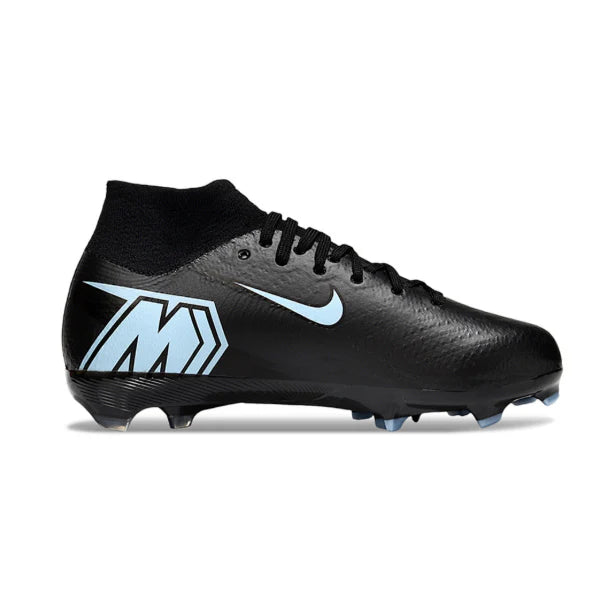 Chuteira Campo FG Nike Air Zoom Mercurial Superfly 10 Elite Preta e Azul-Clara Infantil