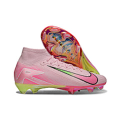Chuteira Campo FG Nike Air Zoom Mercurial Superfly 10 Elite Rosa-Clara e Verde Infantil
