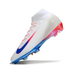 Chuteira Campo FG Nike Air Zoom Mercurial Superfly 10 Elite Branca, Laranja e Azul Infantil