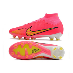 Chuteira Campo Sintético AG Nike Air Zoom Mercurial Superfly 9 Elite Rosa e Amarela