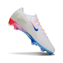 Chuteira Campo FG Nike Air Zoom Mercurial Vapor 16 Elite Branca, Azul e Laranja Infantil