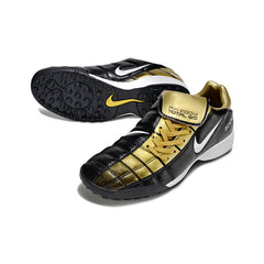 Chuteira Society TF Nike Air Zoom Total 90 III Preta e Dourada