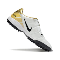 Chuteira Society TF Nike Air Zoom Total 90 III Branca e Dourada