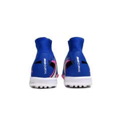 Chuteira Society TF Nike Mercurial Superfly 10 Elite Azul, Rosa e Branca Infantil