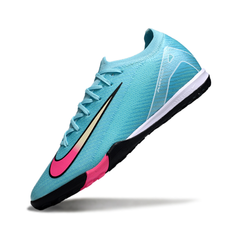 Chuteira Society TF Nike Zoom Mercurial Vapor 16 Elite Azul-Clara e Rosa