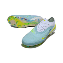 Chuteira Campo FG Nike Phantom 6 Elite Branca, Azul-Clara e Amarela
