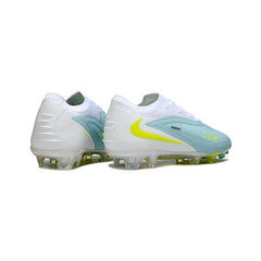 Chuteira Campo FG Nike Phantom 6 Elite Branca, Azul-Clara e Amarela