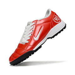 Chuteira Society TF Nike Total 90 III Branca e Vermelha Infantil