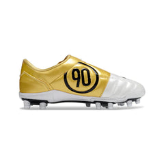 Chuteira Campo FG Nike Total 90 III Infantil Branca e Dourada