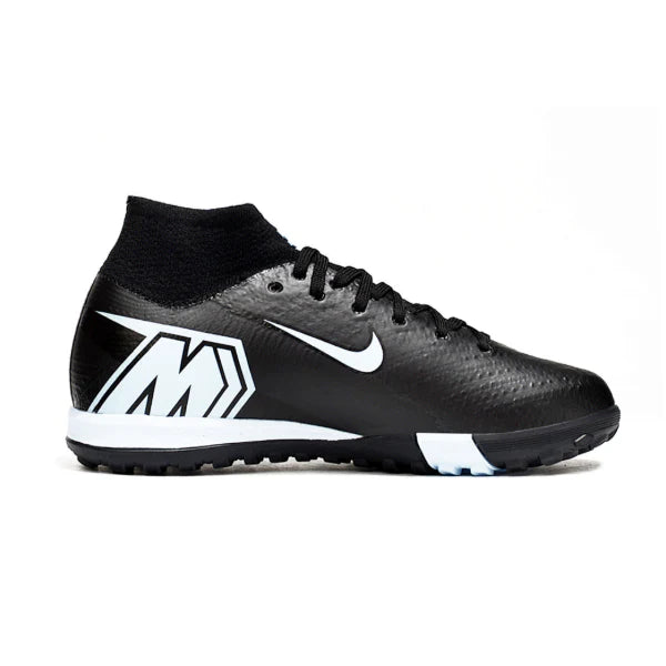 Chuteira Society TF Nike Zoom Mercurial Superfly 10 Elite Preta e Azul-Clara Turf Infantil