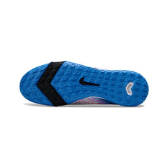 Chuteira Society TF Nike Zoom Mercurial Superfly 10 Elite Infantil Branca e Azul