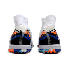 Chuteira Society TF Nike Zoom Mercurial Superfly 10 Elite Branca e Azul Turf Infantil