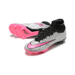 Chuteira Campo FG Nike Zoom Mercurial Superfly 9 Elite Cinza e Rosa Infantil